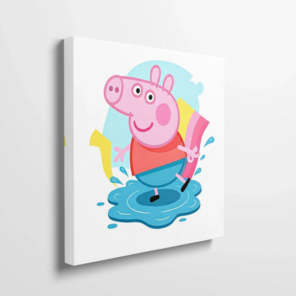 Tablou Modern - Peppa Pig în Joacă cu Apele - vedere din lateral sprijinit perete
