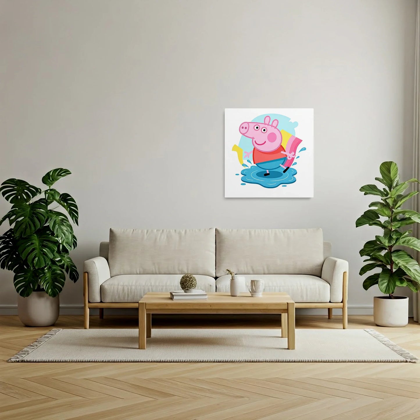 Tablou Modern - Peppa Pig în Joacă cu Apele - vedere living