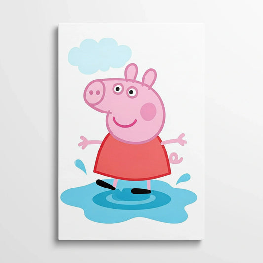 Tablou Modern - Peppa Pig în Ploaie - vedere din fata