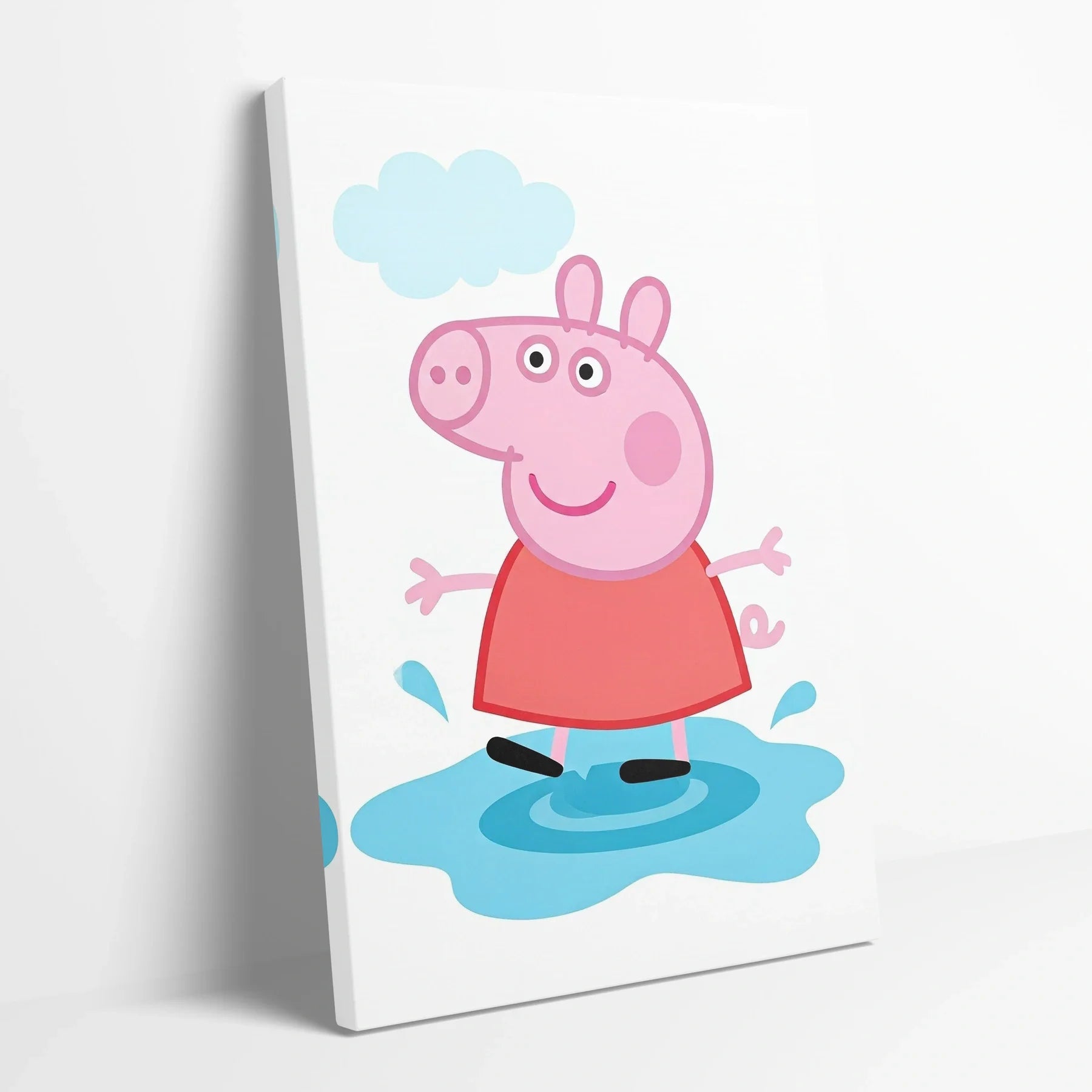 Tablou Modern - Peppa Pig în Ploaie - vedere din lateral sprijinit perete