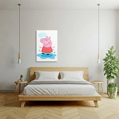 Tablou Modern - Peppa Pig în Ploaie - vedere dormitor