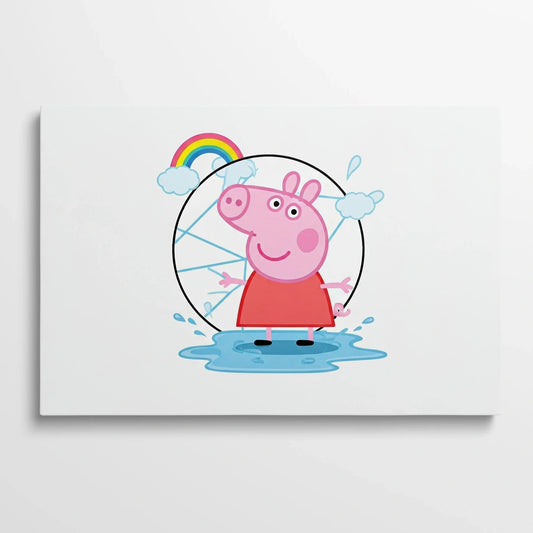 Tablou Modern - Peppa Pig în Stil Geometric Cubist - vedere din fata