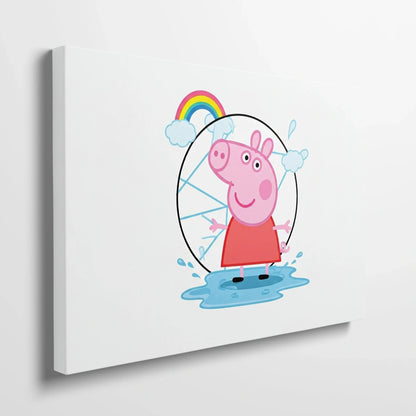 Tablou Modern - Peppa Pig în Stil Geometric Cubist - vedere din lateral