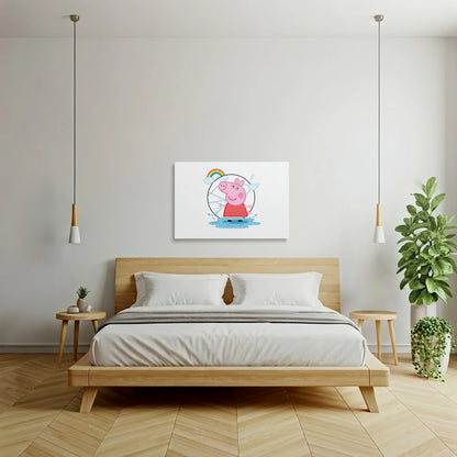 Tablou Modern - Peppa Pig în Stil Geometric Cubist - vedere dormitor