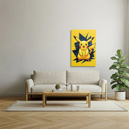 Tablou Modern - Pikachu Geometric Colorat - vedere living