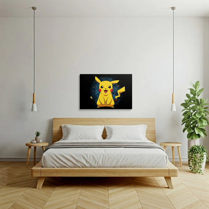 Tablou Modern - Pikachu Cubist în Culori Vii - vedere dormitor