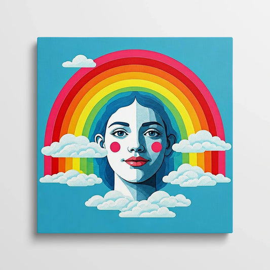 Tablou Modern - Portret Geometric Colorat Pentru Copii - vedere din fata