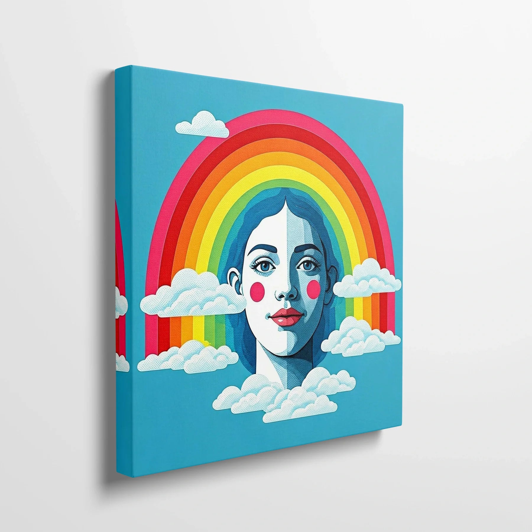 Tablou Modern - Portret Geometric Colorat Pentru Copii - vedere din lateral sprijinit perete