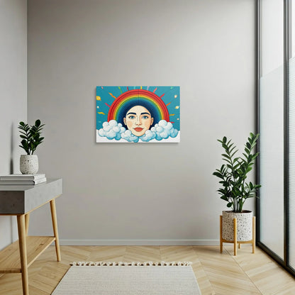 Tablou Modern - Portret Geometric cu Curcubeu - vedere hol