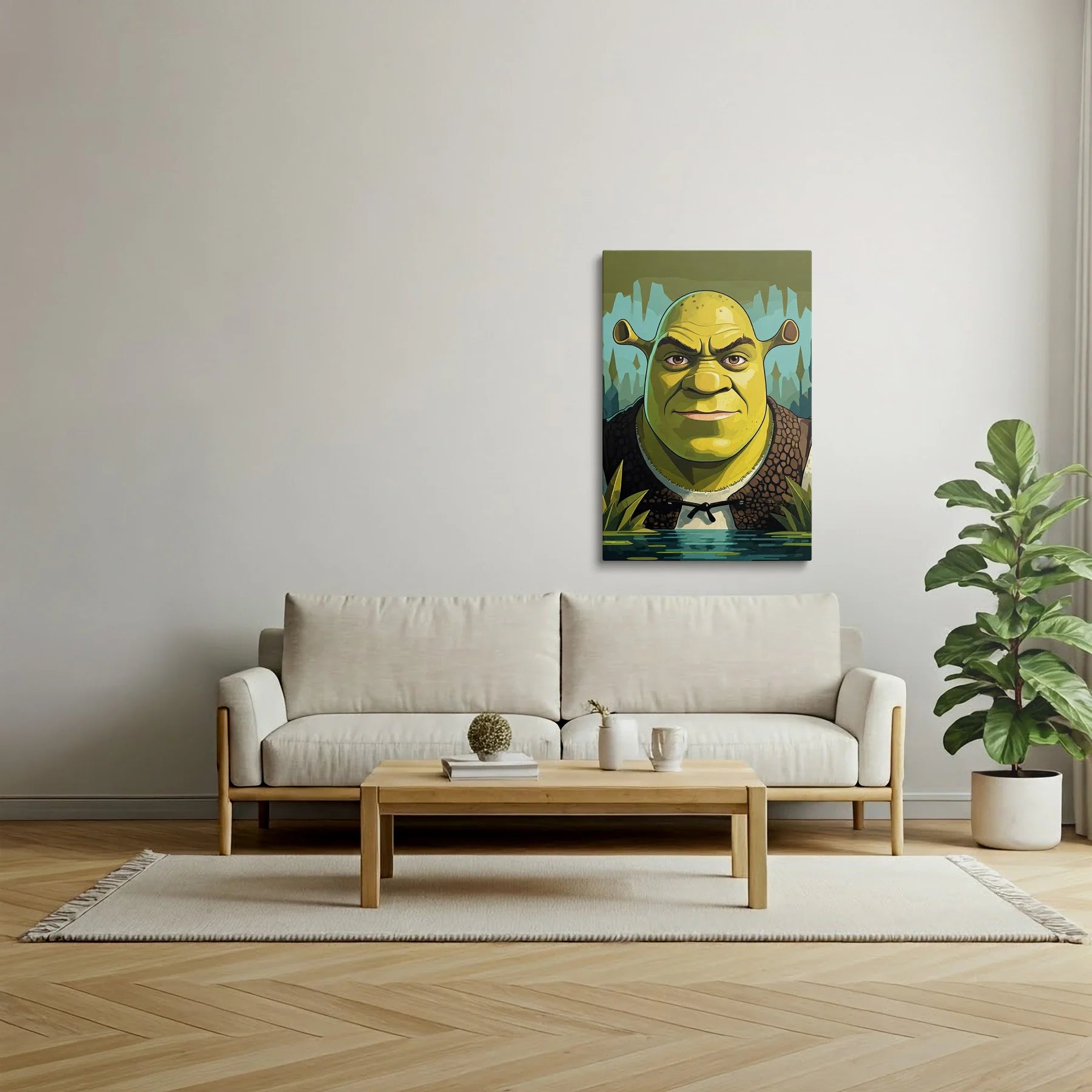 Tablou Modern - Portret Geometric Al Lui Shrek - vedere living