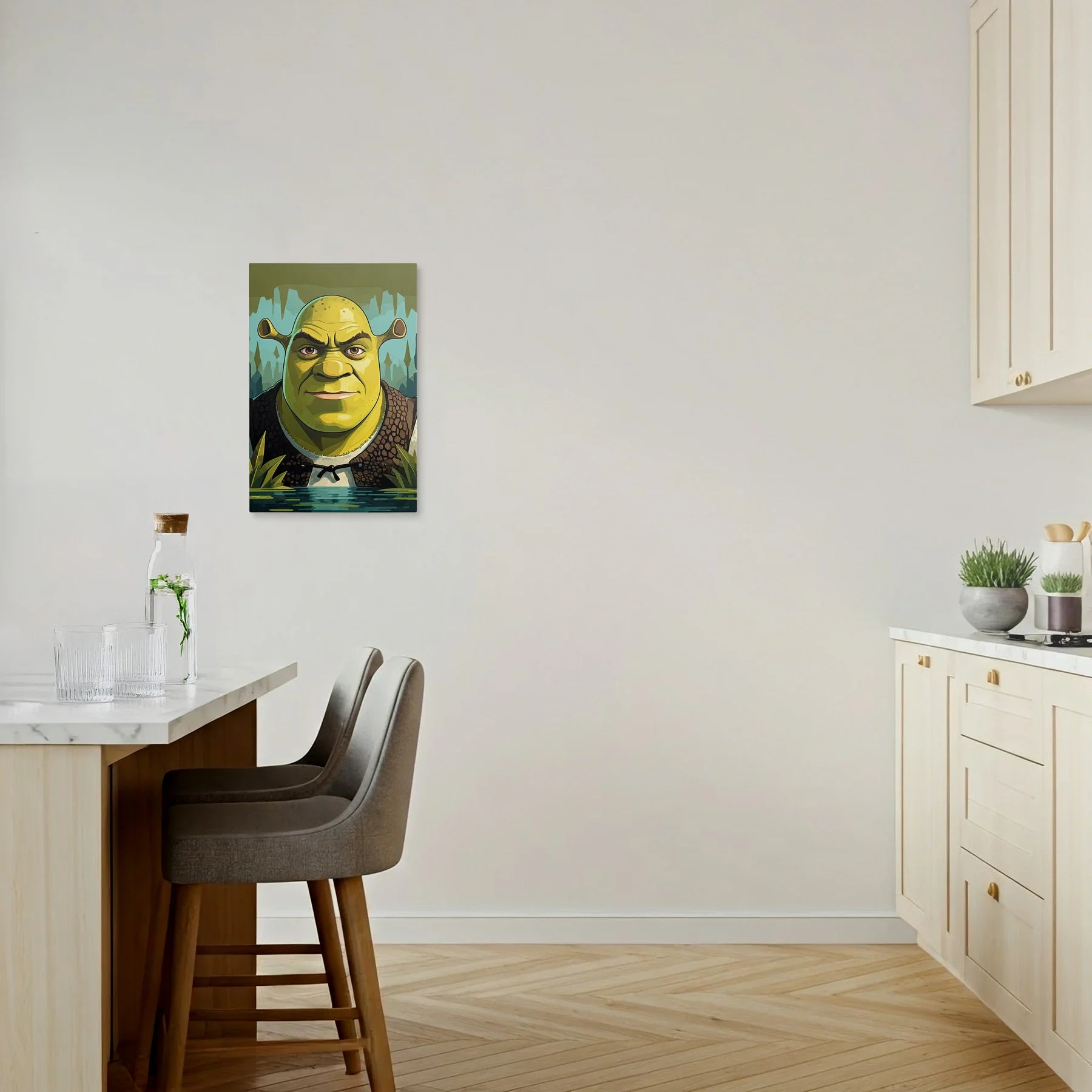 Tablou Modern - Portret Geometric Al Lui Shrek - vedere bucatarie