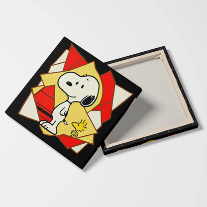 Tablou Modern - Portret Cubist cu Snoopy și Prietenul Său - vedere fata verso