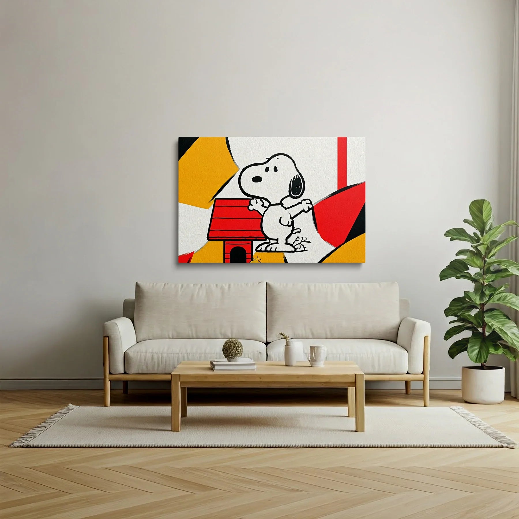 Tablou Modern - Snoopy Geometric Colorat - vedere living