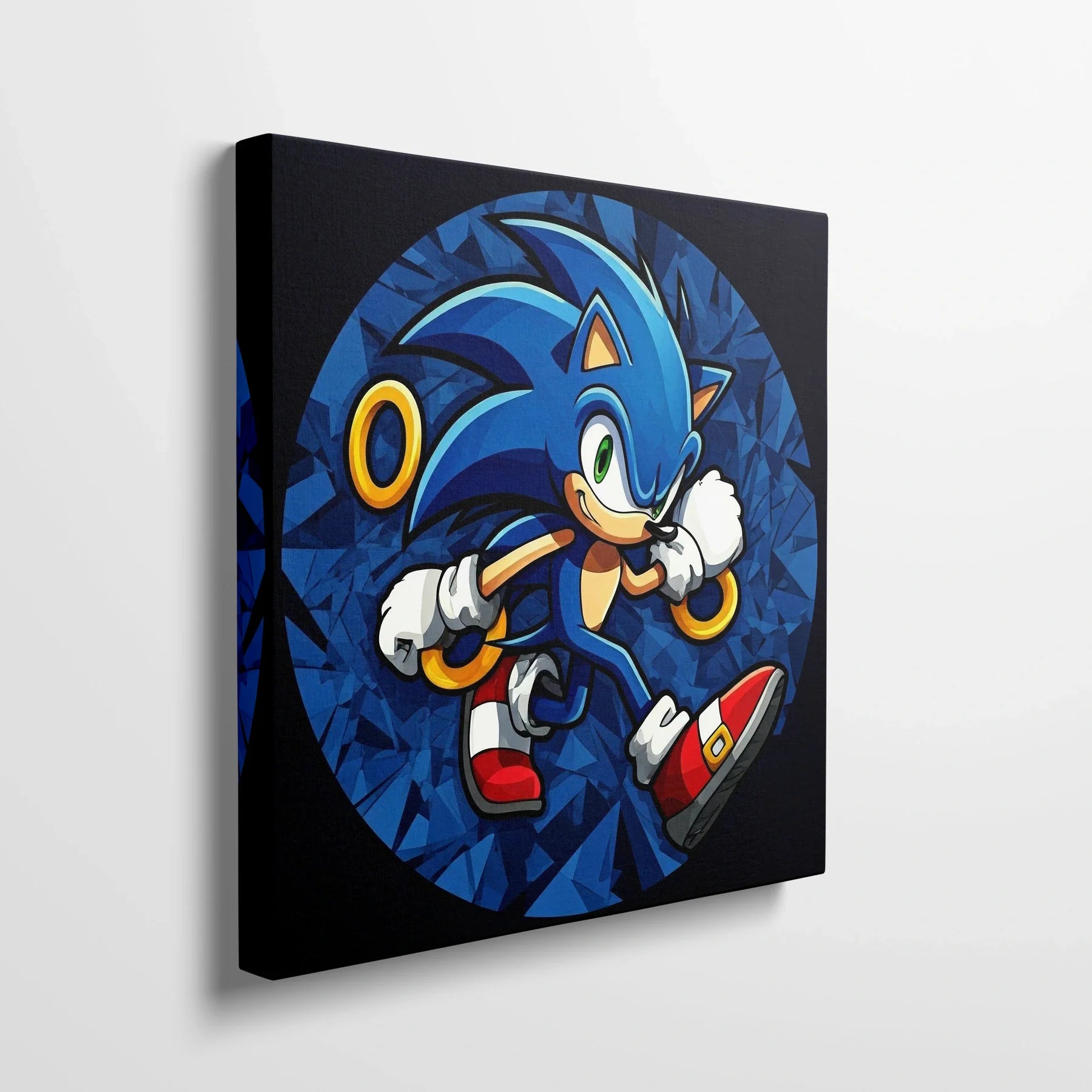 Tablou Modern - Portret Geometric Al Lui Sonic - vedere din lateral sprijinit perete