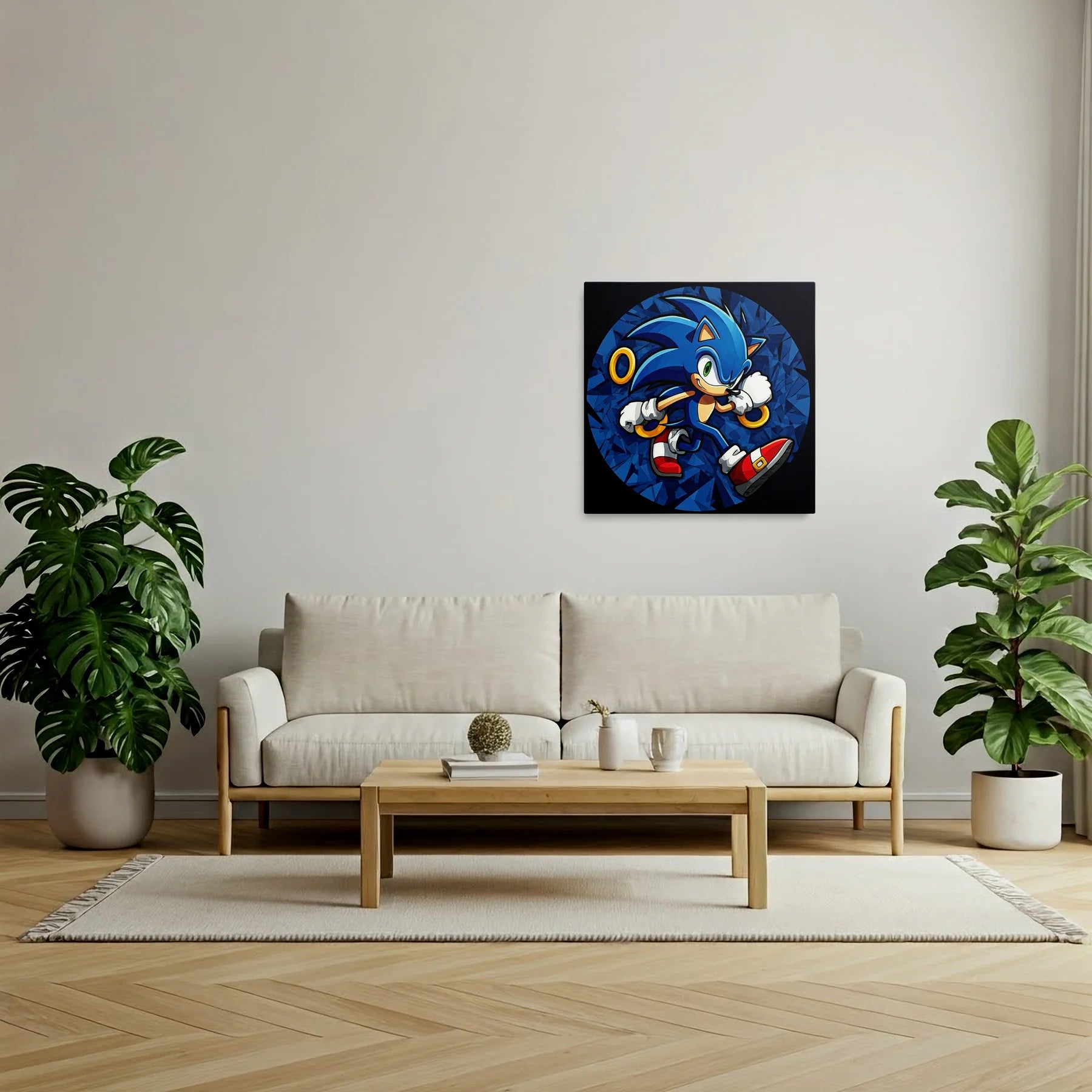 Tablou Modern - Portret Geometric Al Lui Sonic - vedere living