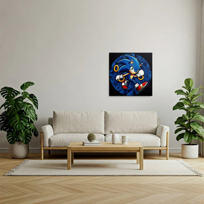 Tablou Modern - Portret Geometric Al Lui Sonic - vedere living