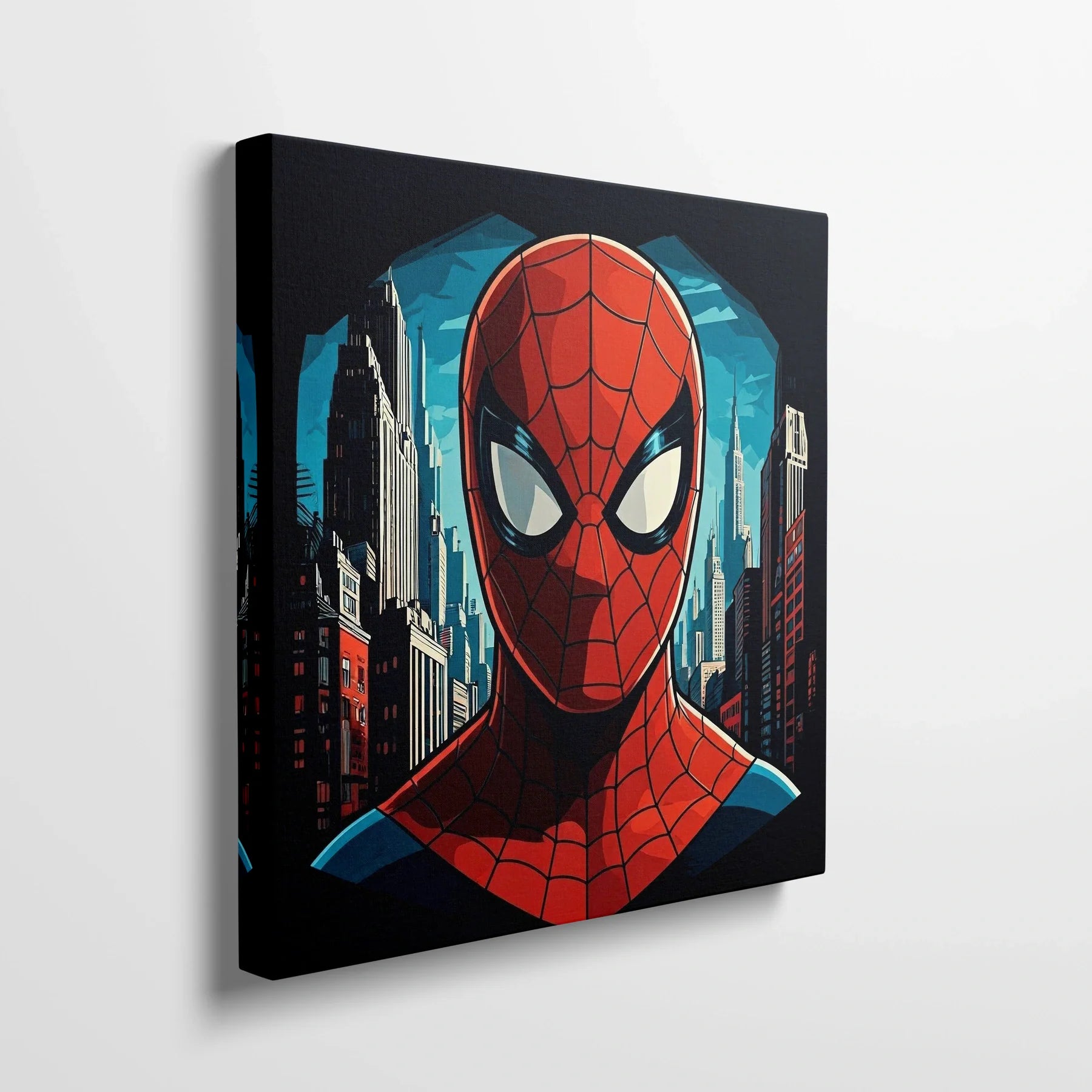 Tabloul Modern - Portret Cubist Spider-Man - vedere din lateral sprijinit perete