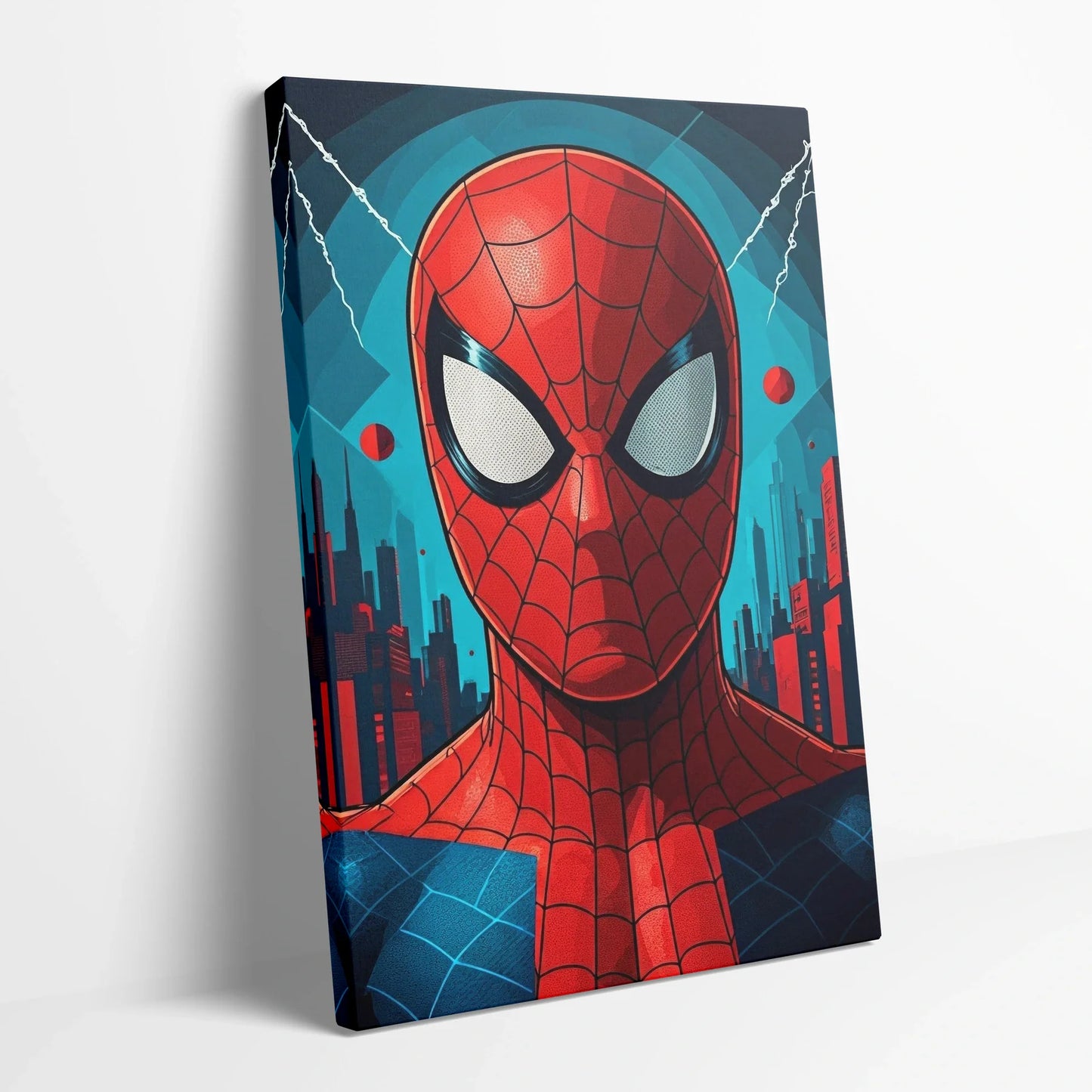 Tablou Modern - Portret Cubist Al Lui Spider-Man - vedere din lateral sprijinit perete
