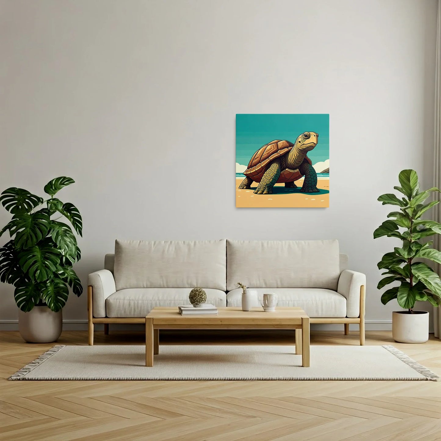 Tablou Modern - Portret Geometric de Broască Țestoasă - vedere living