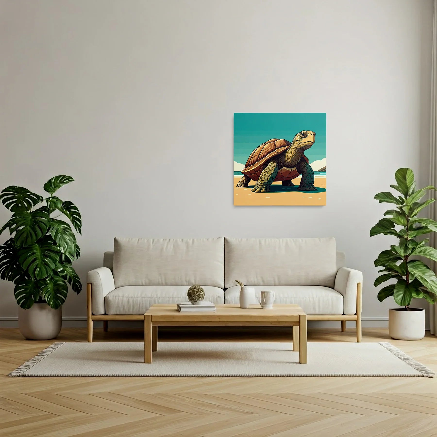 Tablou Modern - Portret Geometric de Broască Țestoasă - vedere living