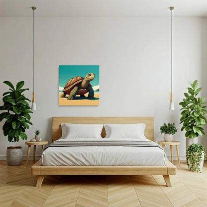 Tablou Modern - Portret Geometric de Broască Țestoasă - vedere dormitor