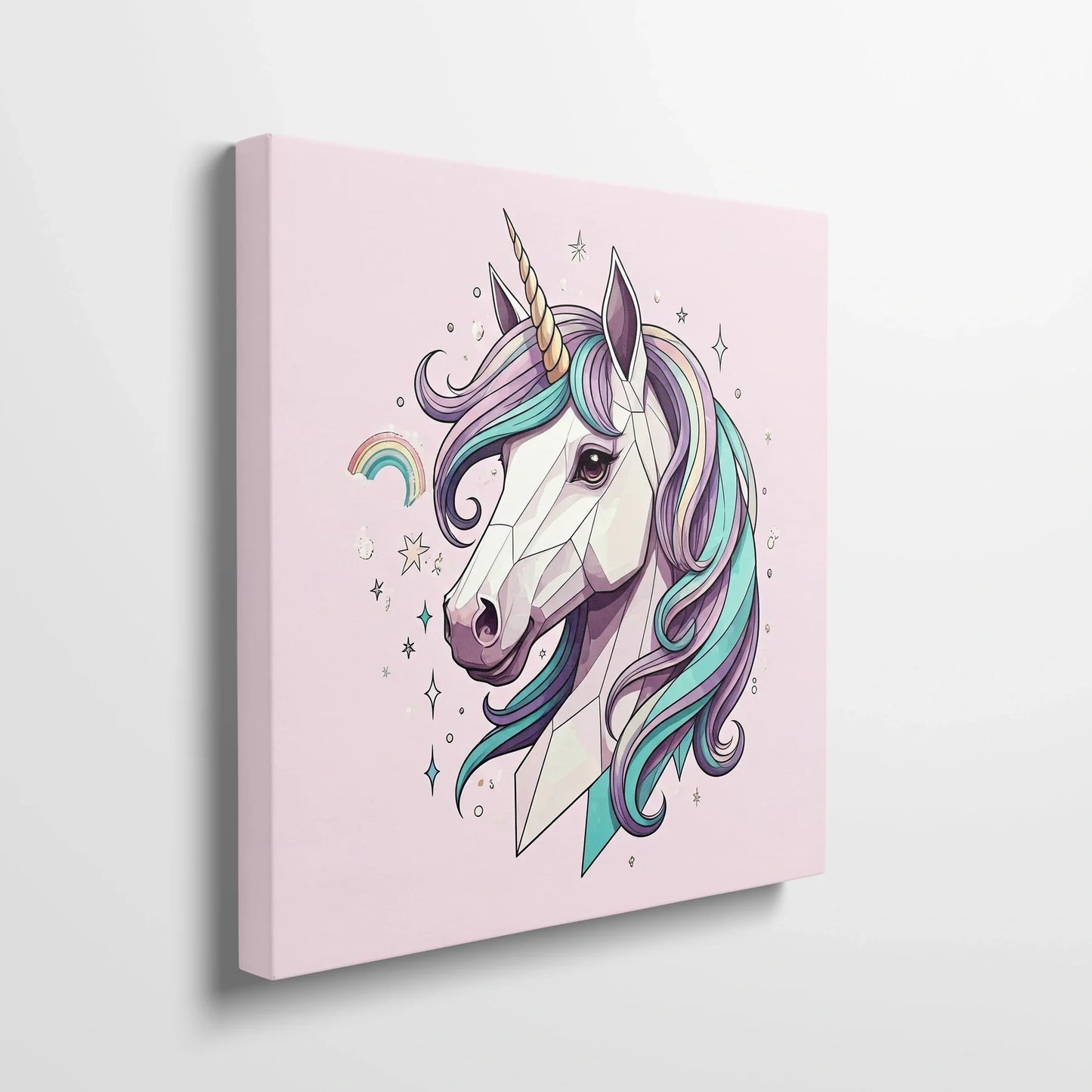 Tablou Modern - Portret Geometric de Unicorn Colorat