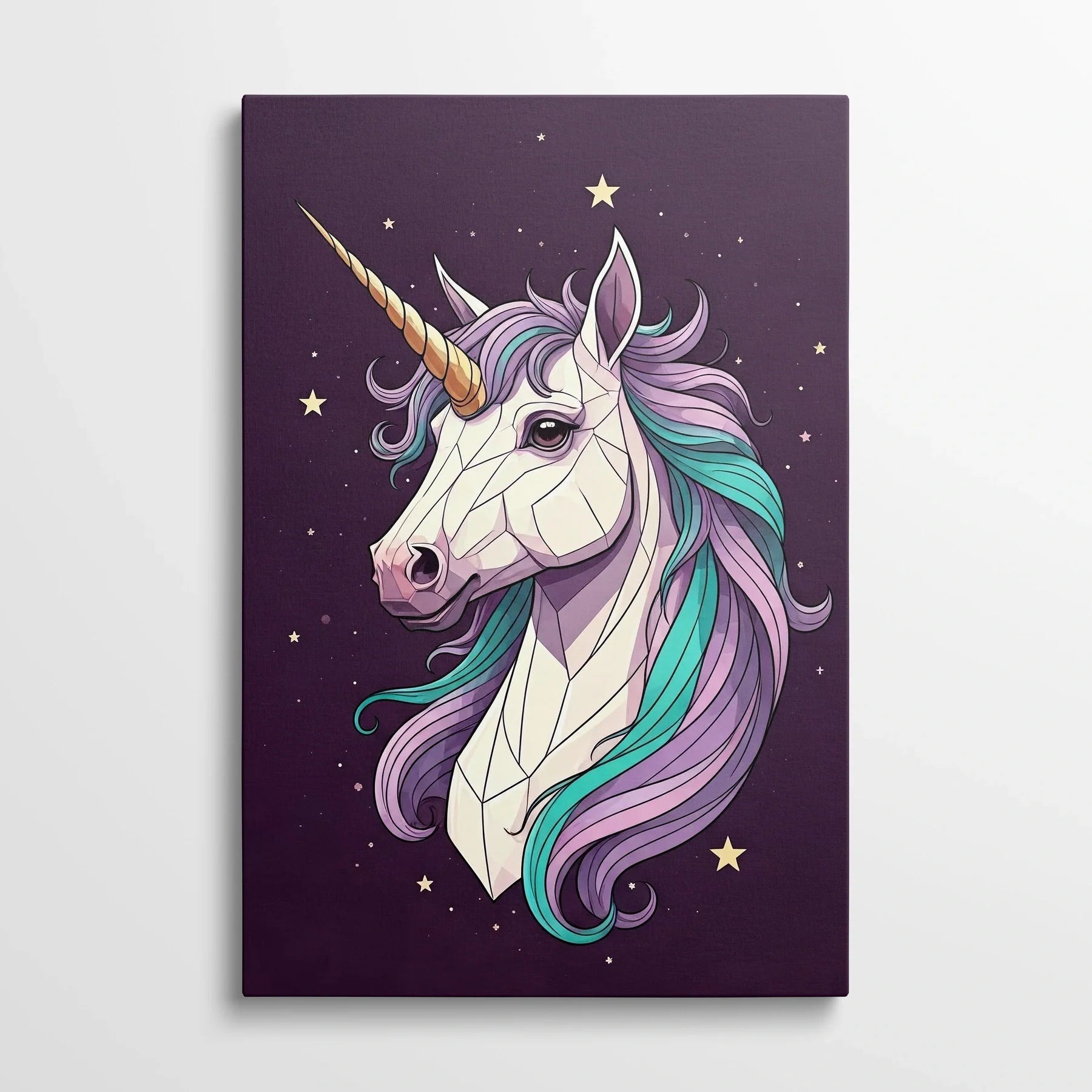 Tablou Modern - Portret Geometric cu Unicorn - vedere din fata
