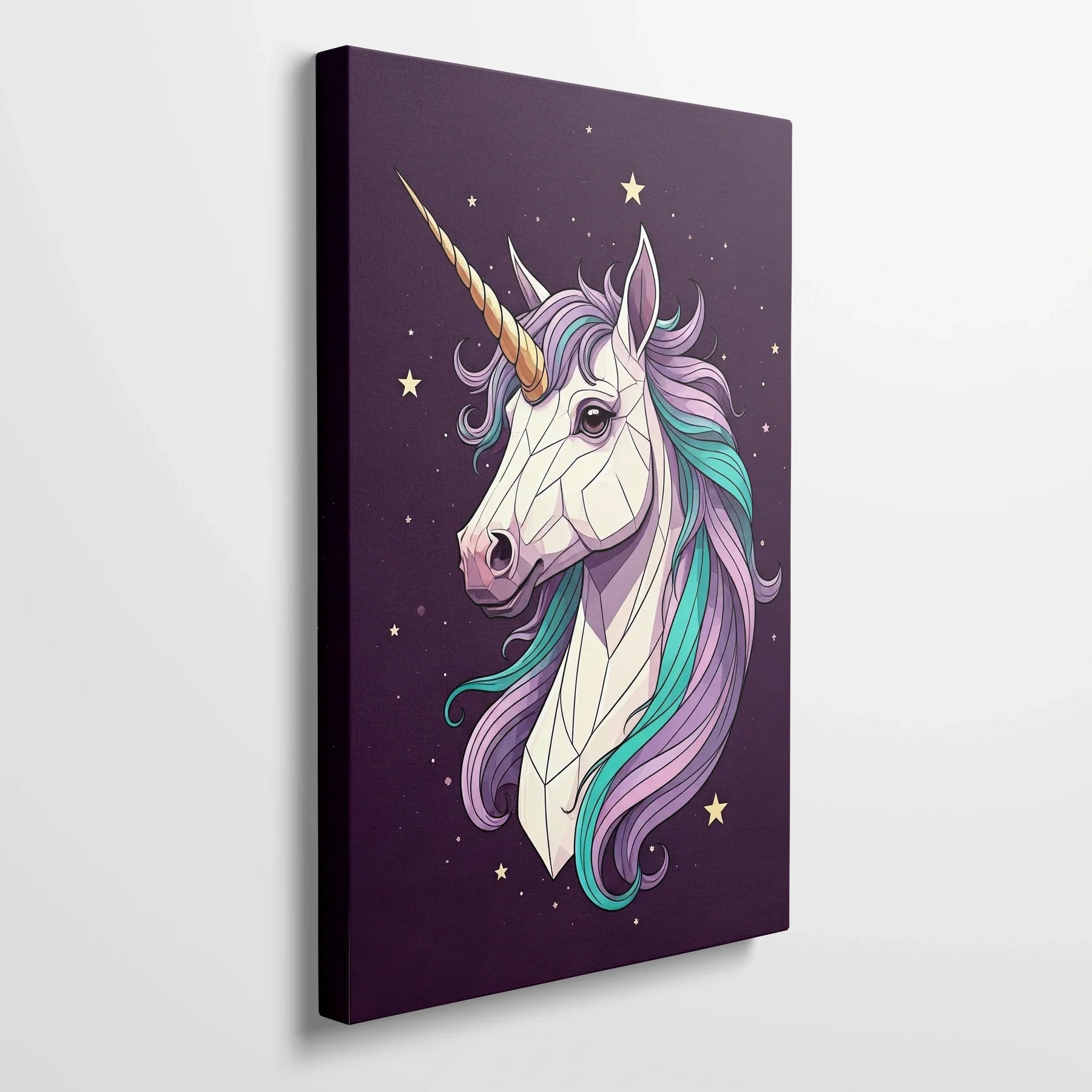 Tablou Modern - Portret Geometric cu Unicorn - vedere din lateral