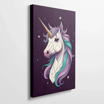 Tablou Modern - Portret Geometric cu Unicorn - vedere din lateral