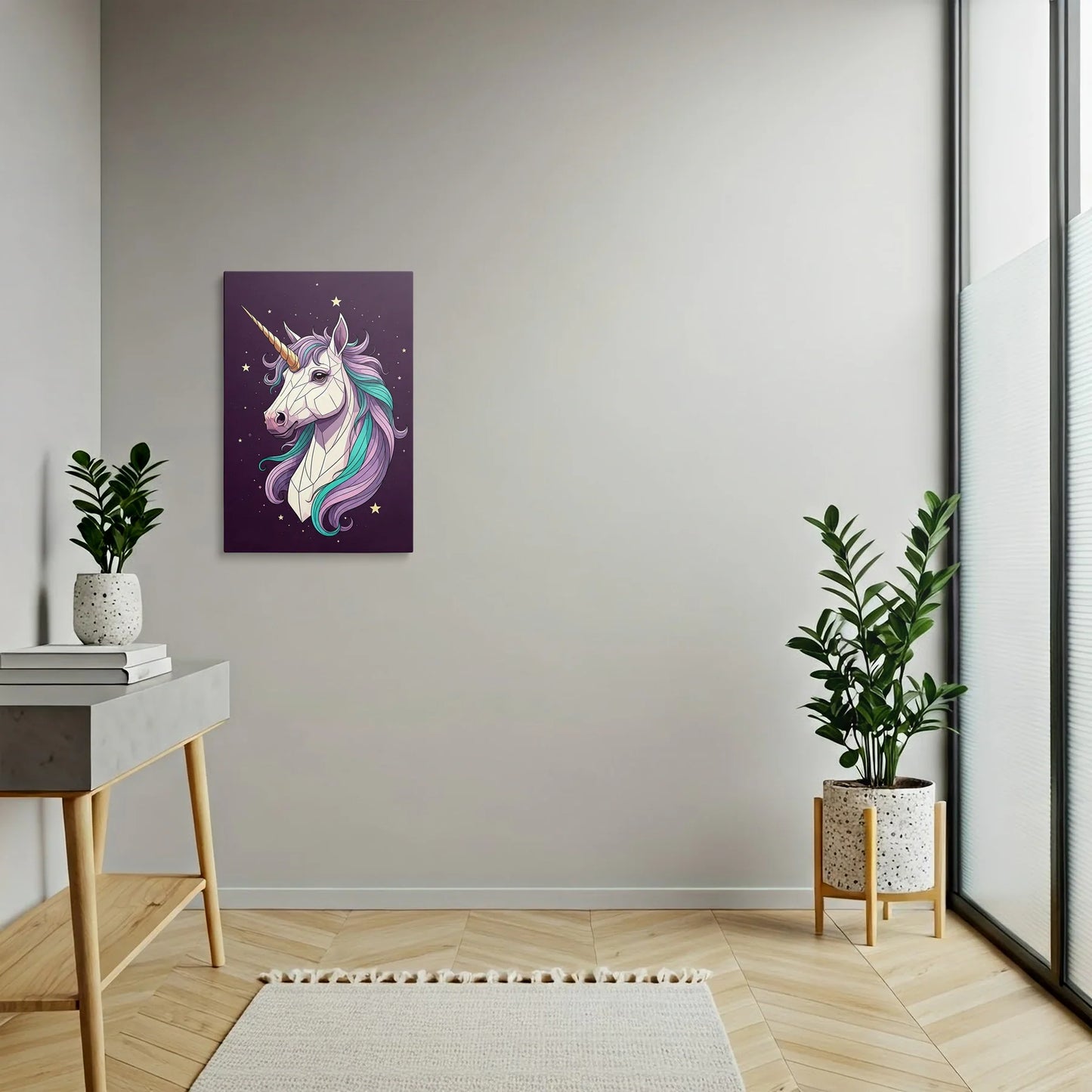 Tablou Modern - Portret Geometric cu Unicorn - vedere hol