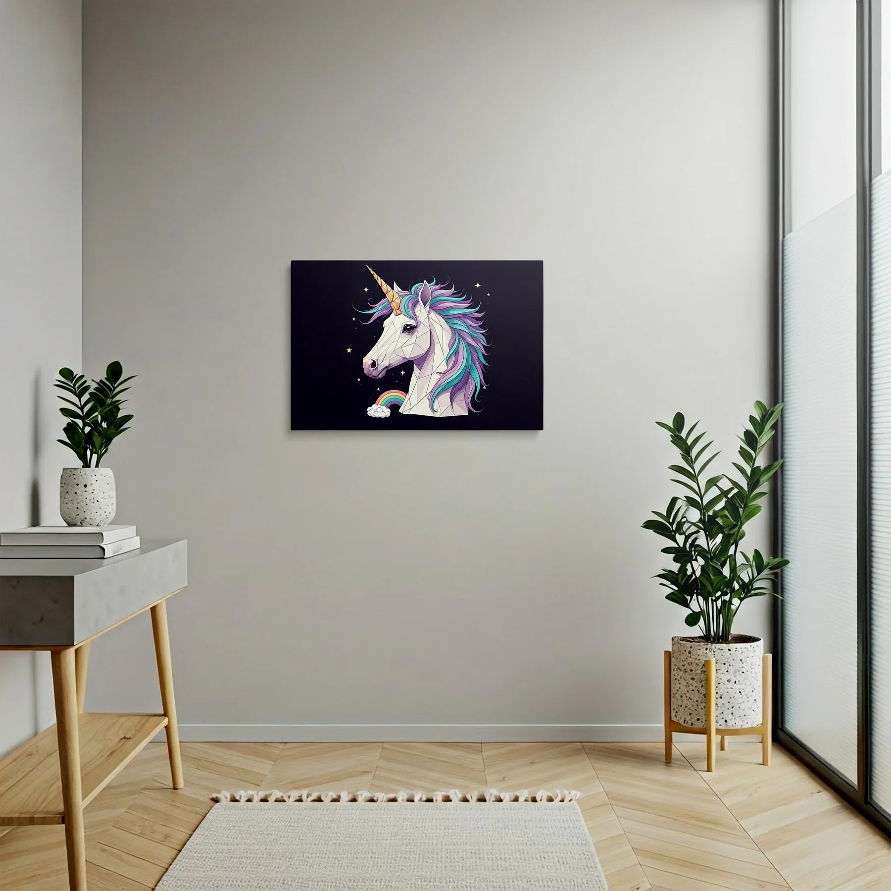 Tablou Modern - Portret Geometric Al Unicornului - vedere hol