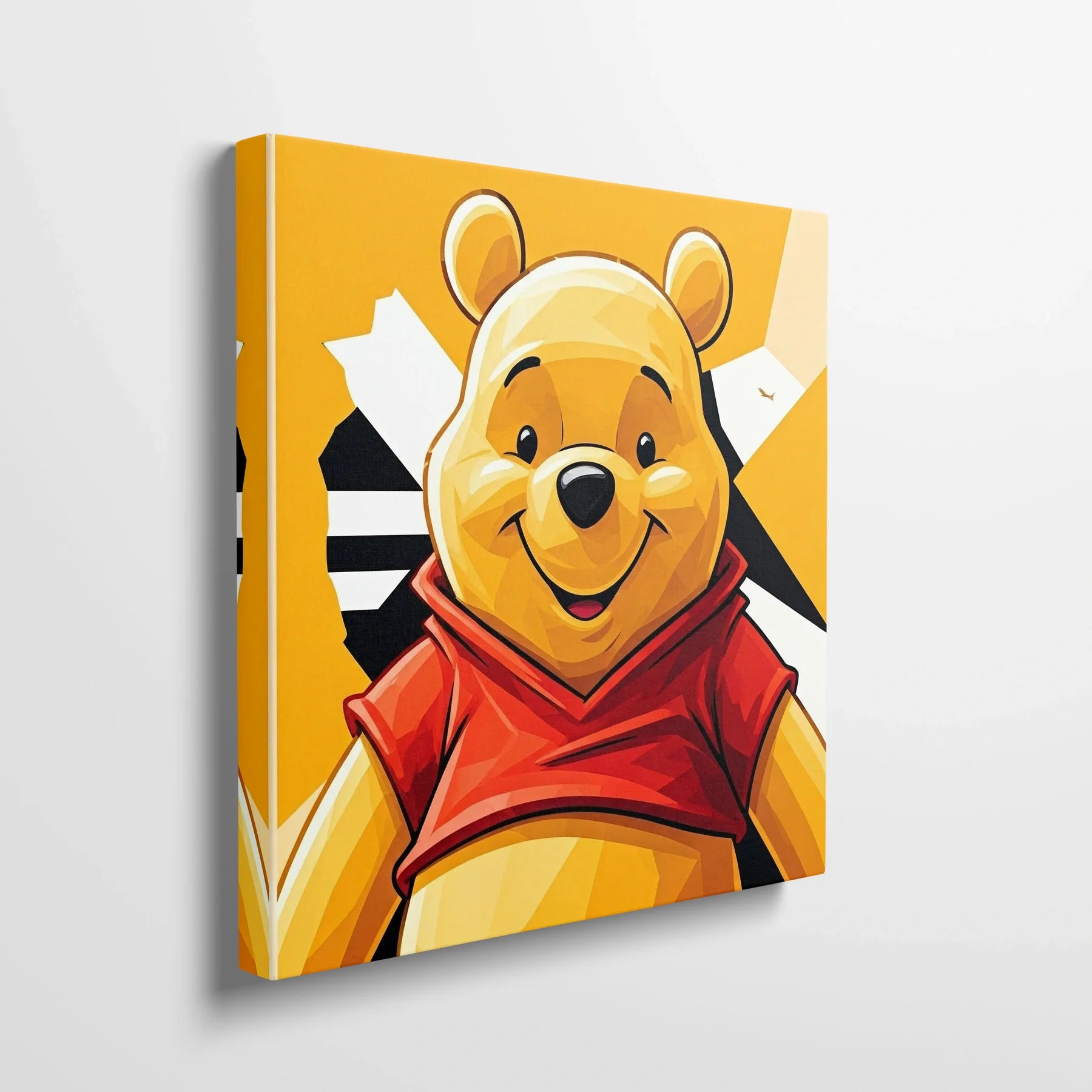 Tablou Modern - Portret Geometric cu Winnie The Pooh - vedere din lateral sprijinit perete