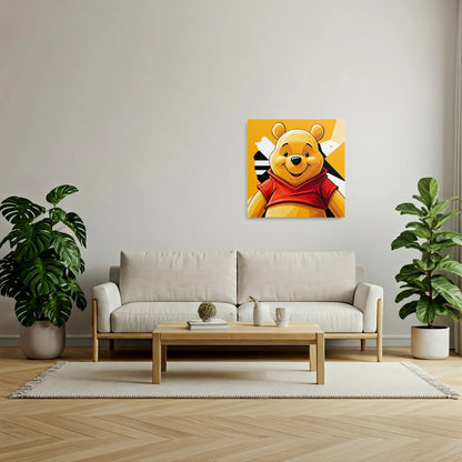 Tablou Modern - Portret Geometric cu Winnie The Pooh - vedere living