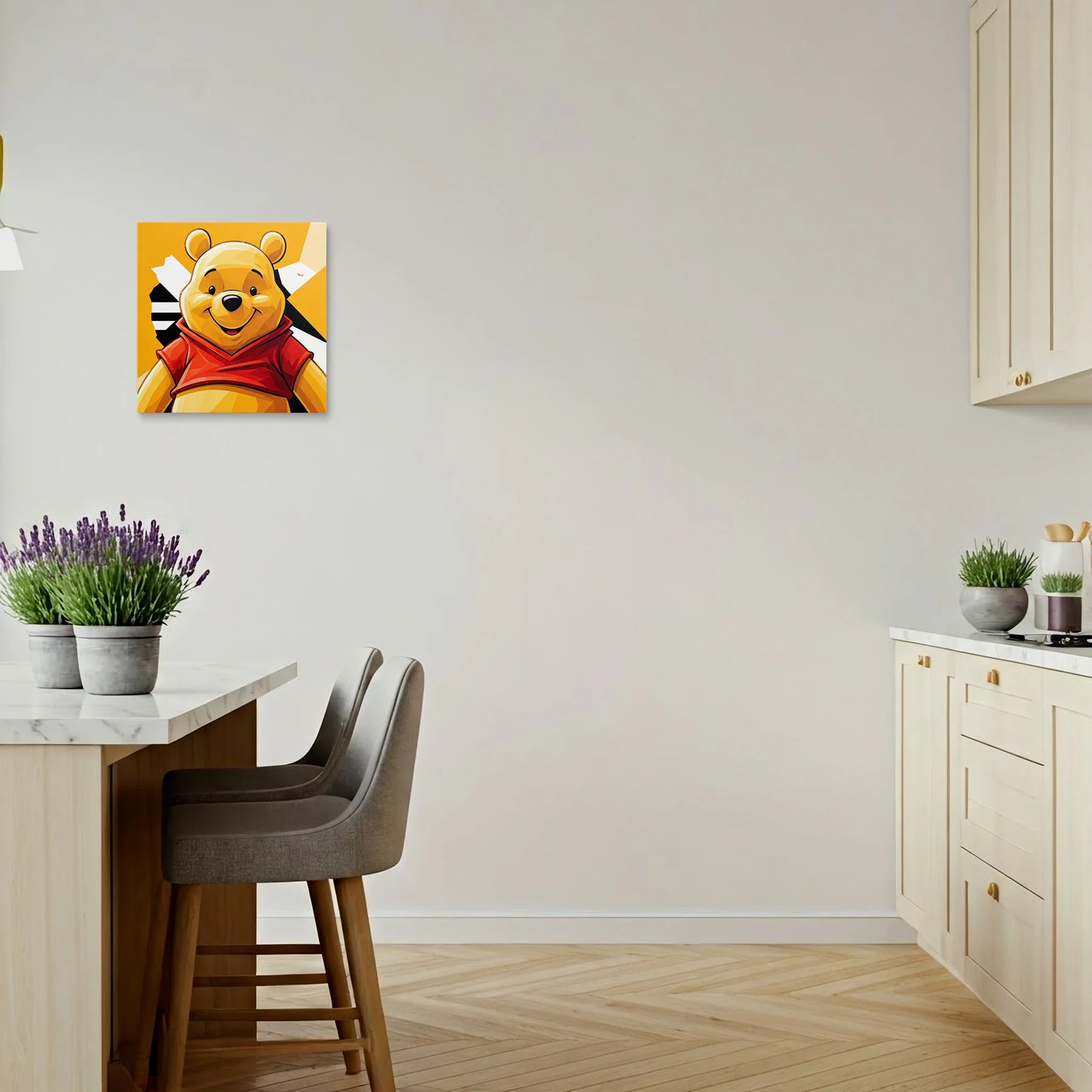 Tablou Modern - Portret Geometric cu Winnie The Pooh - vedere bucatarie