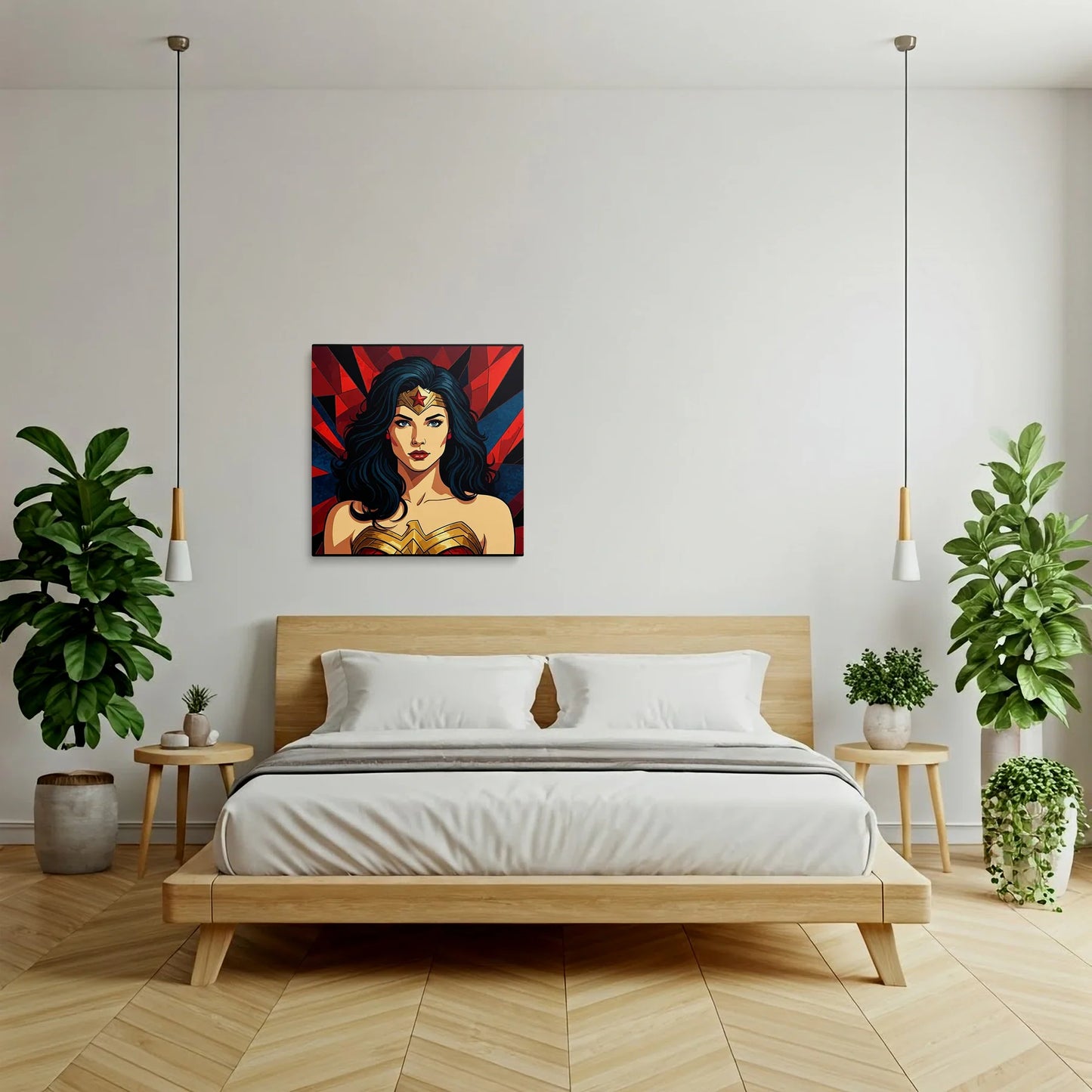 Tablou Modern - Portret Geometric Wonder Woman - vedere dormitor