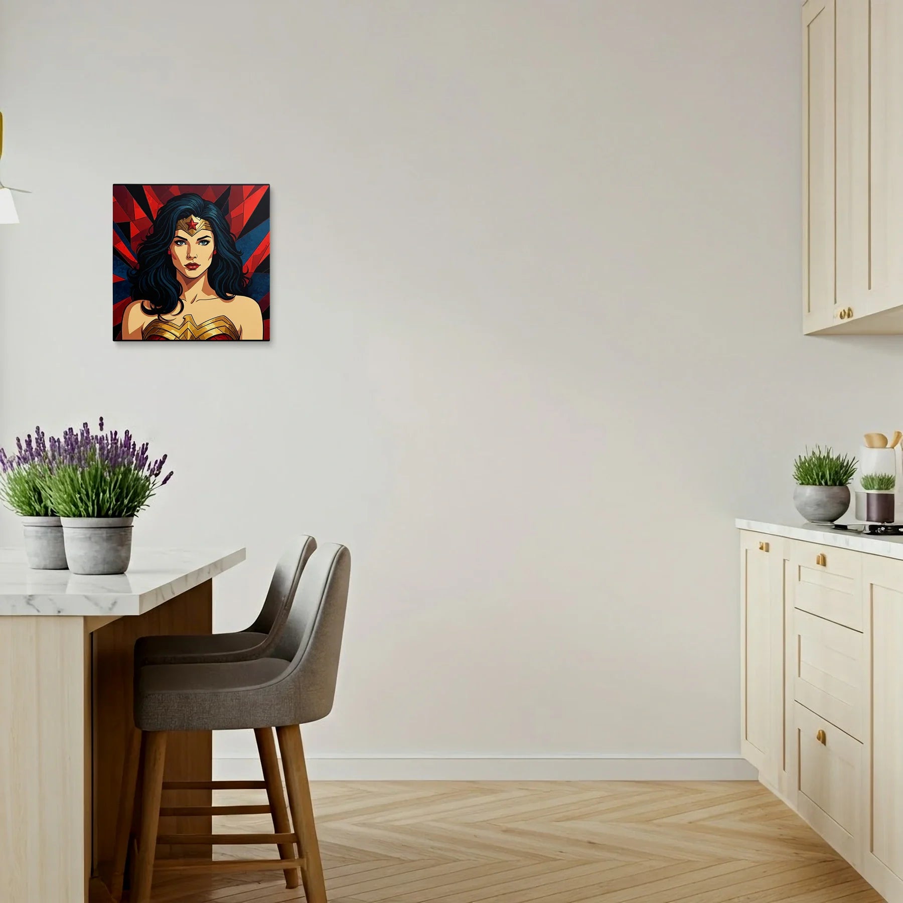 Tablou Modern - Portret Geometric Wonder Woman - vedere bucatarie