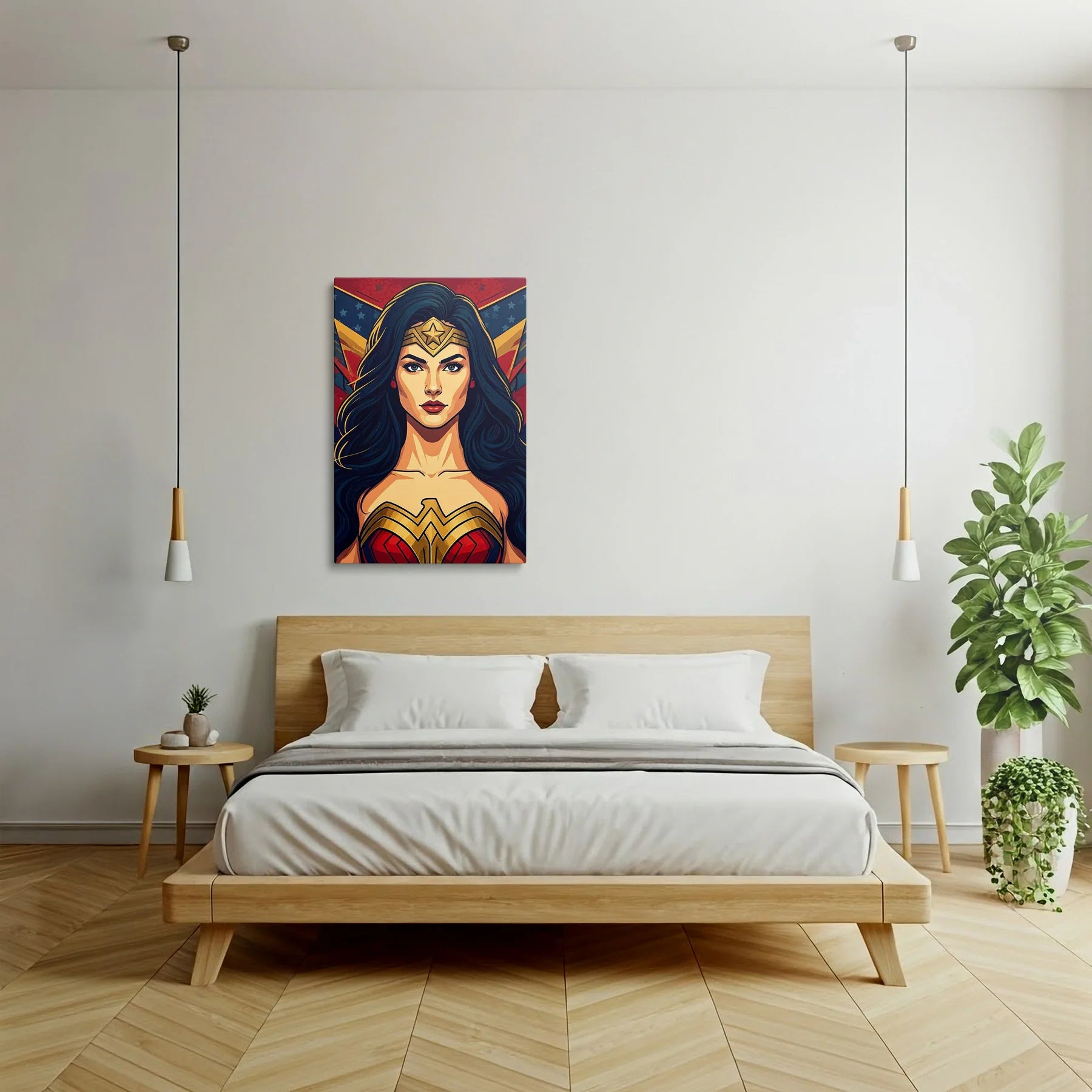 Tablou Modern - Portret Geometric de Supereroi - vedere dormitor