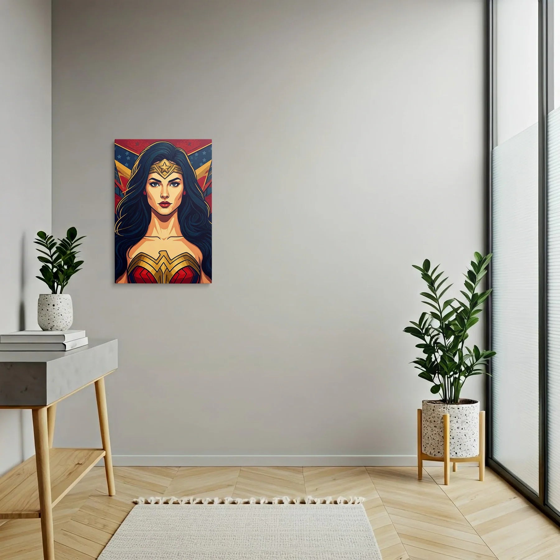 Tablou Modern - Portret Geometric de Supereroi - vedere hol