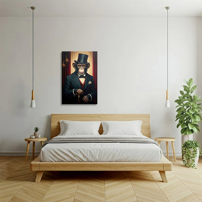Tablou Modern - Portret Geometric Al Maimuței Aristocrate - vedere dormitor