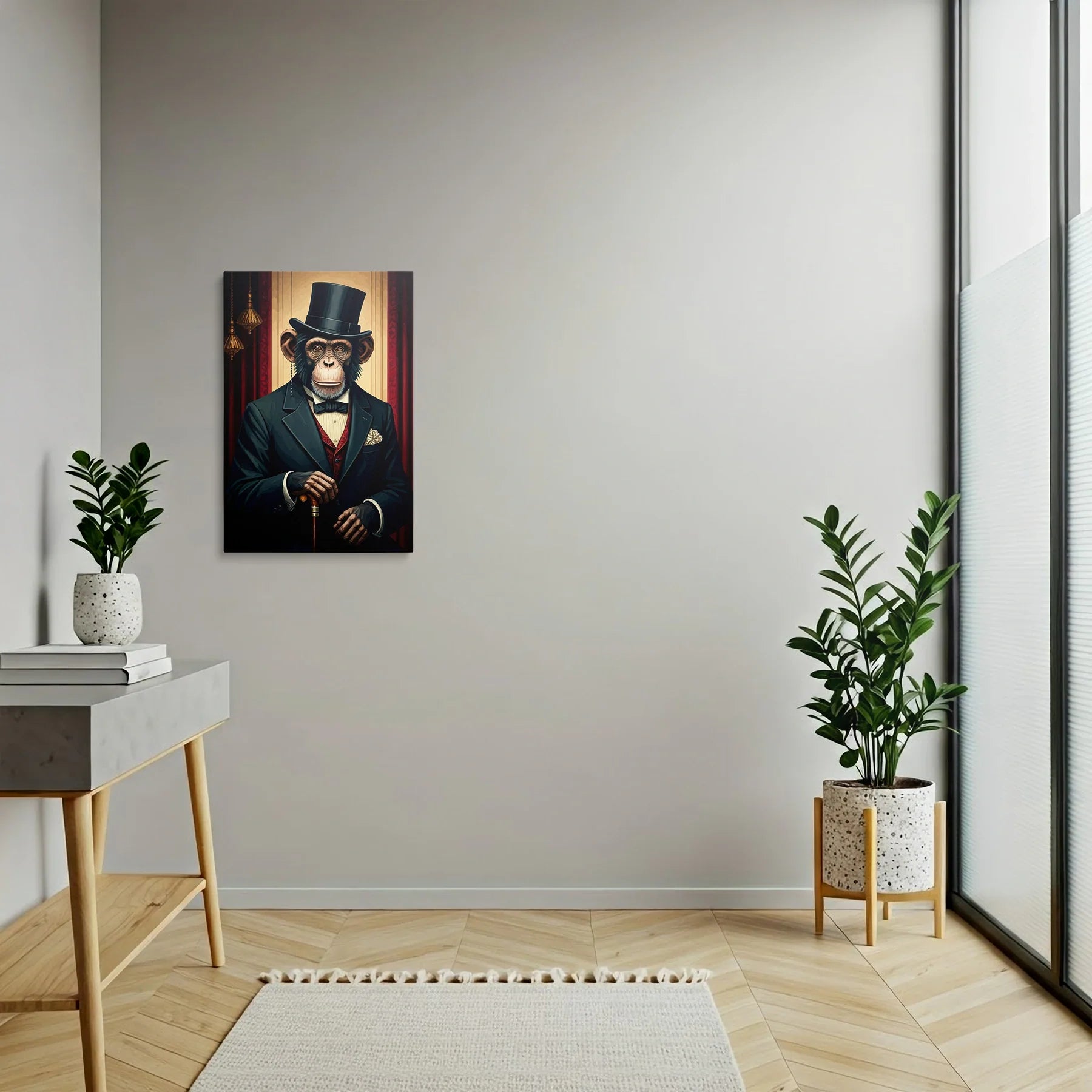 Tablou Modern - Portret Geometric Al Maimuței Aristocrate - vedere hol