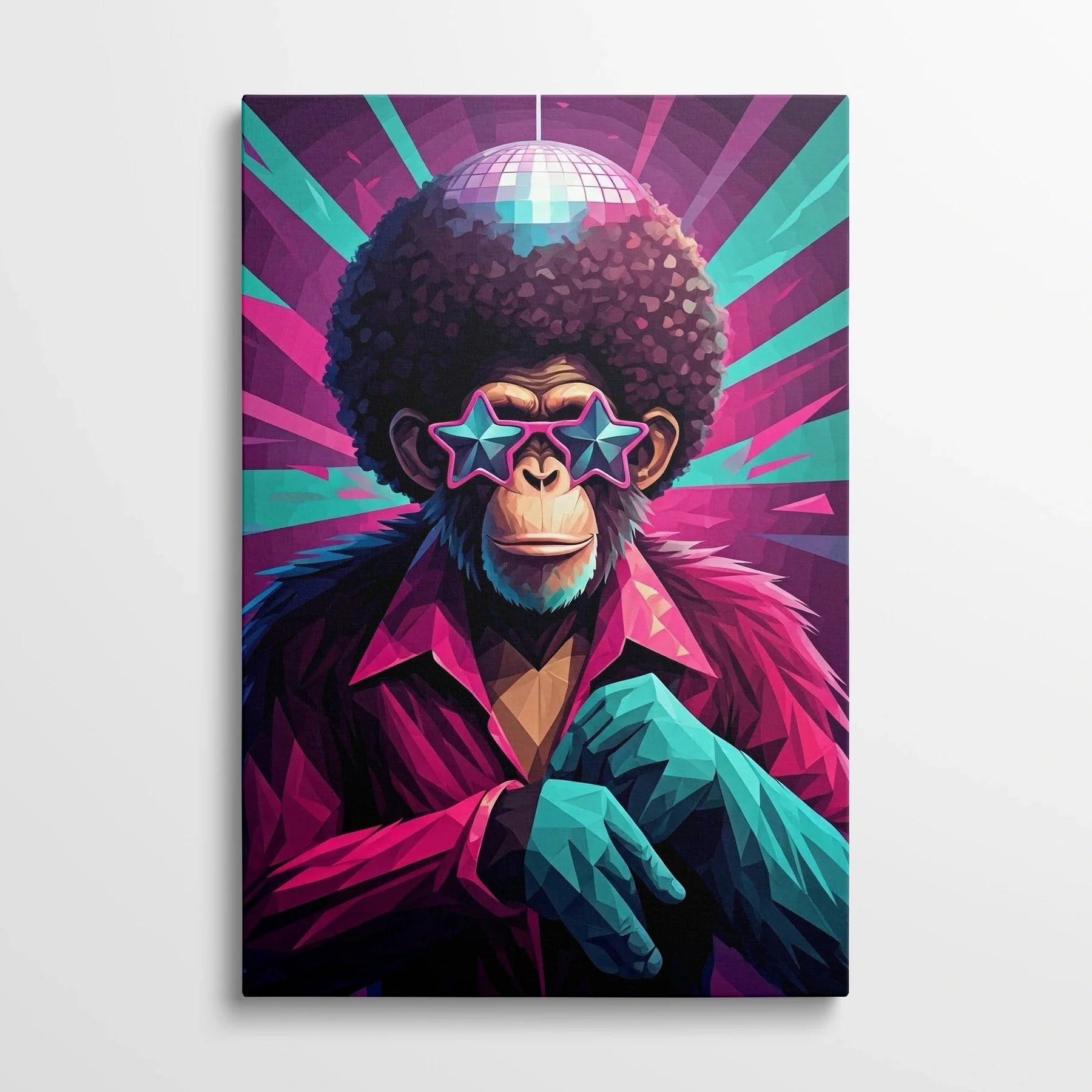 Tablou Modern - Portret Geometric cu Maimuță - vedere din fata