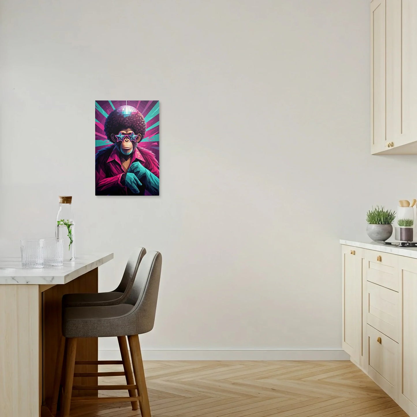 Tablou Modern - Portret Geometric cu Maimuță - vedere bucatarie