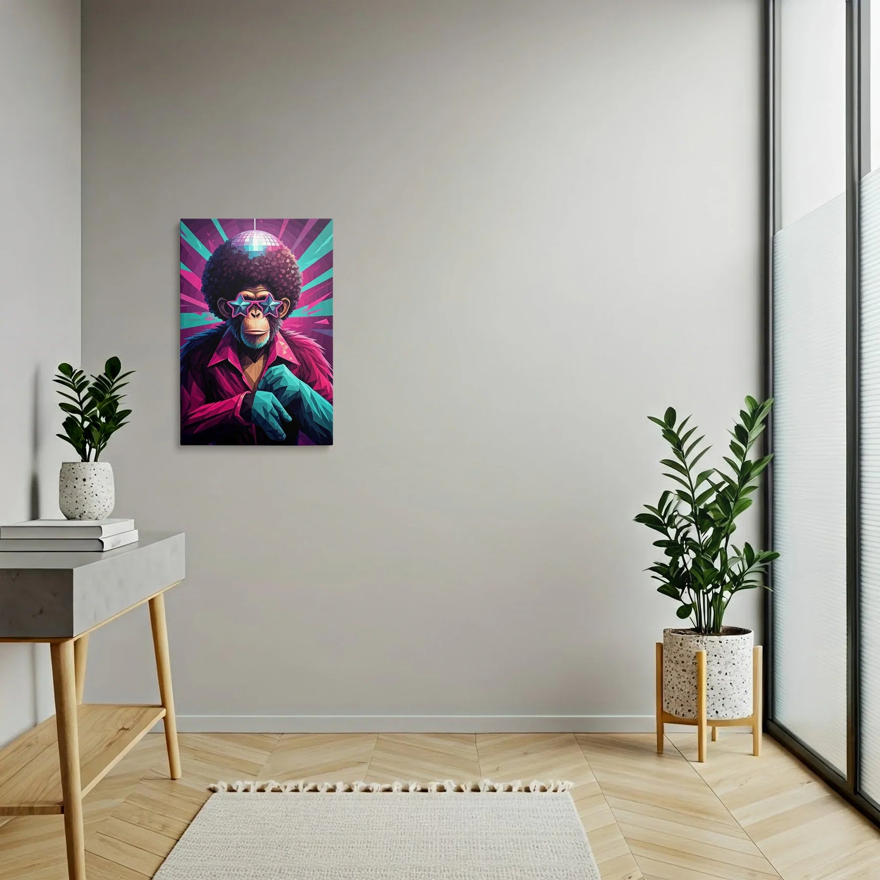 Tablou Modern - Portret Geometric cu Maimuță - vedere hol