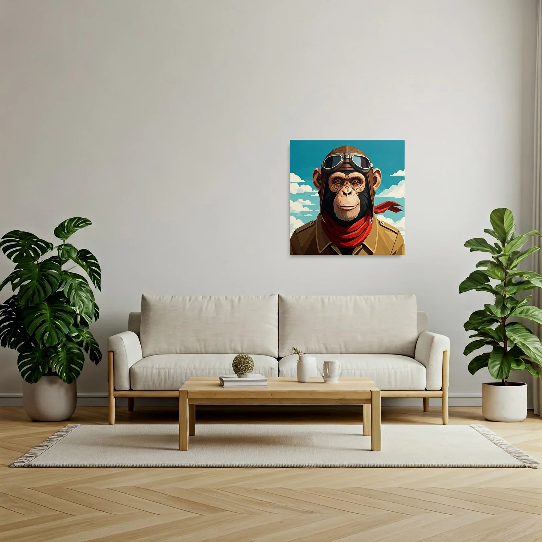 Tablou Modern - Portret Geometric de Maimuță 3 - vedere living