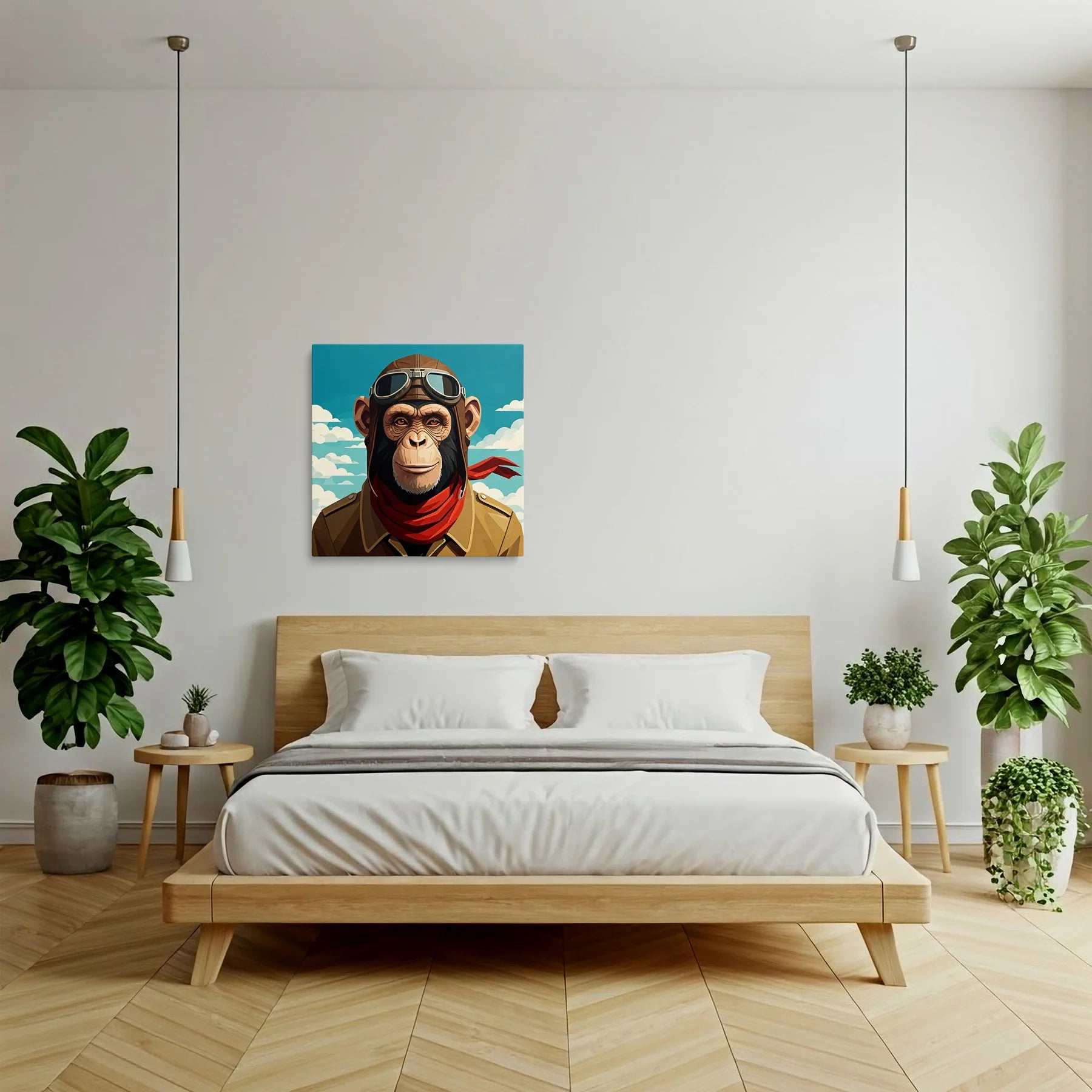 Tablou Modern - Portret Geometric de Maimuță 3 - vedere dormitor