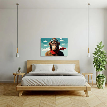 Tablou Modern - Portret Geometric de Maimuță 4 - vedere dormitor