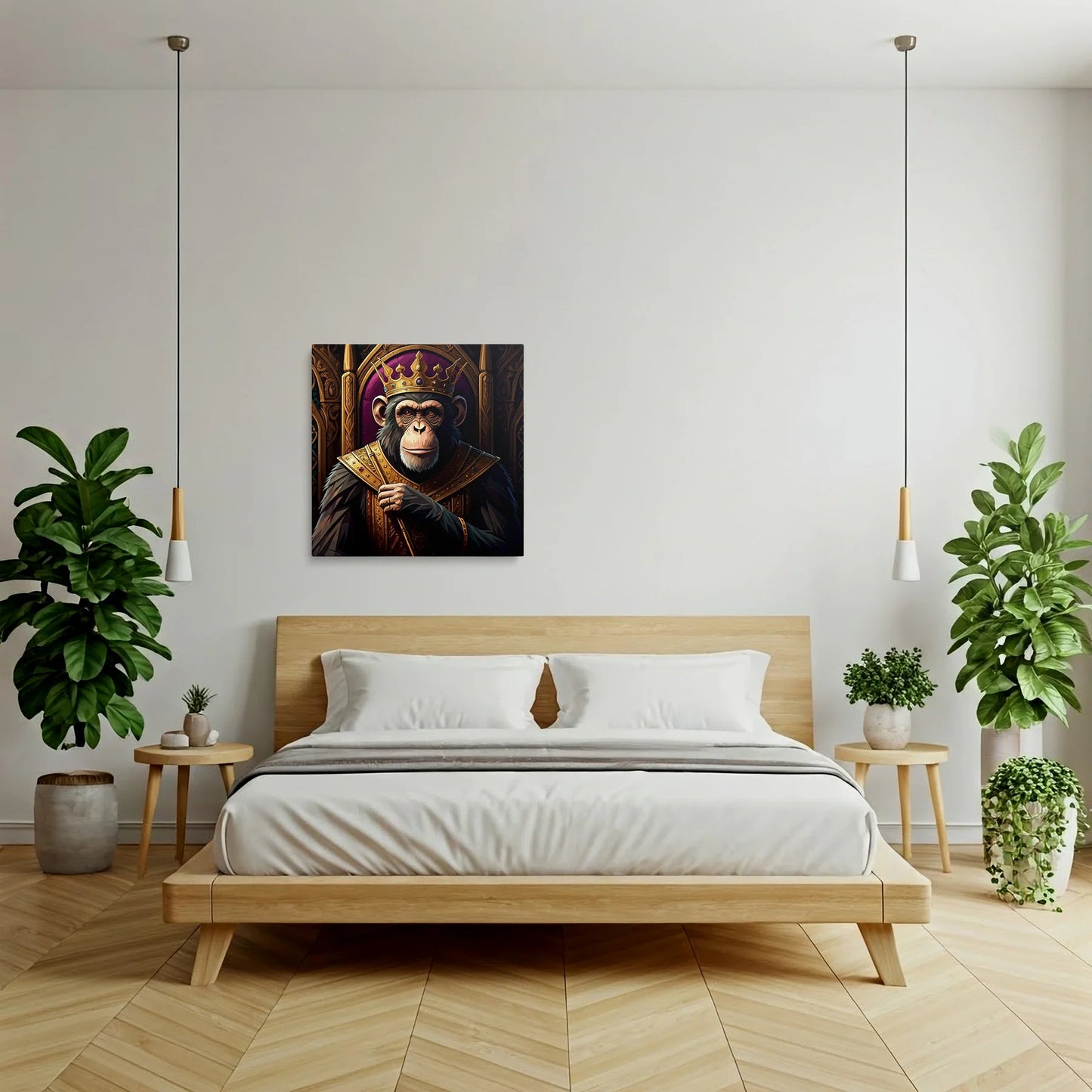 Tablou Modern - Maimuță Regală în Stil Cubist - vedere dormitor