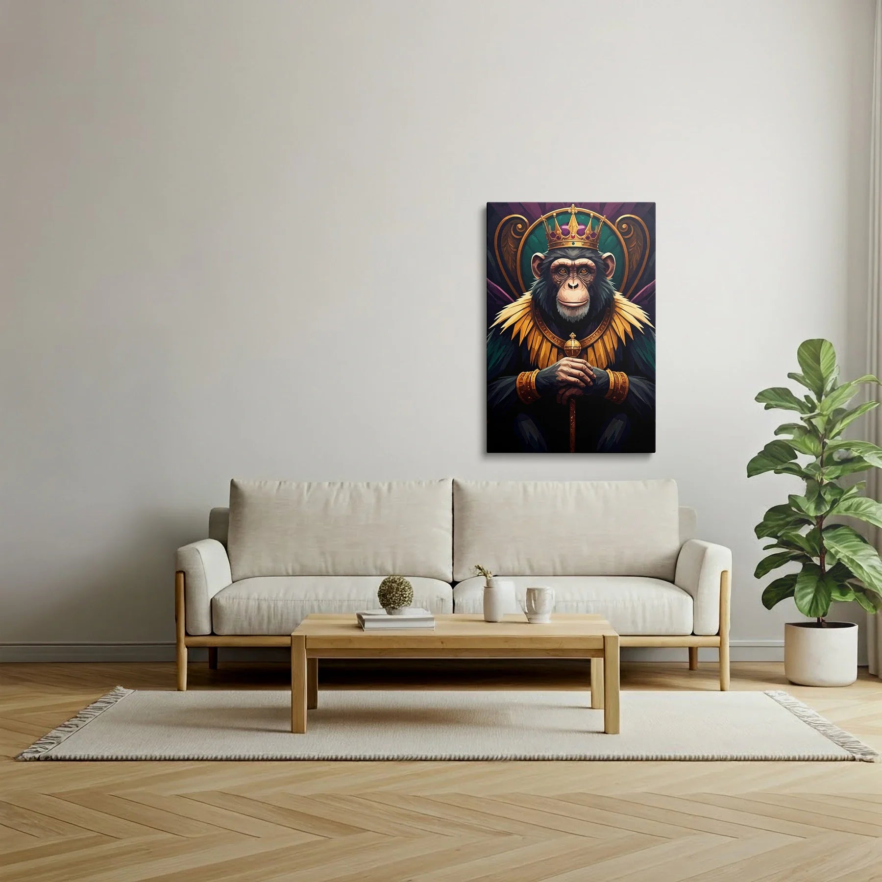 Tablou Modern - Portret de Maimuță Regală - vedere living