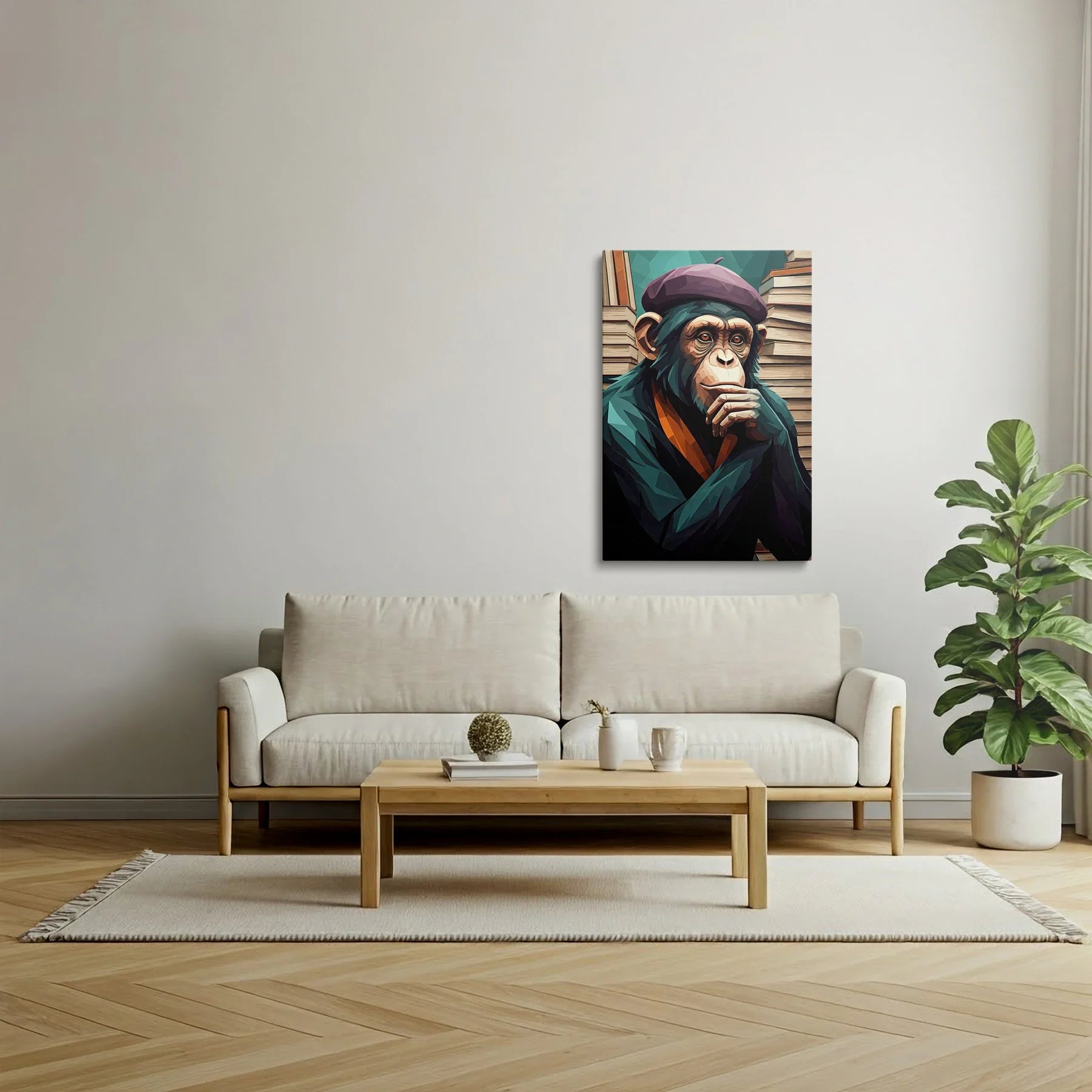 Tablou Modern - Portret Geometric de Maimuță 10 - vedere living