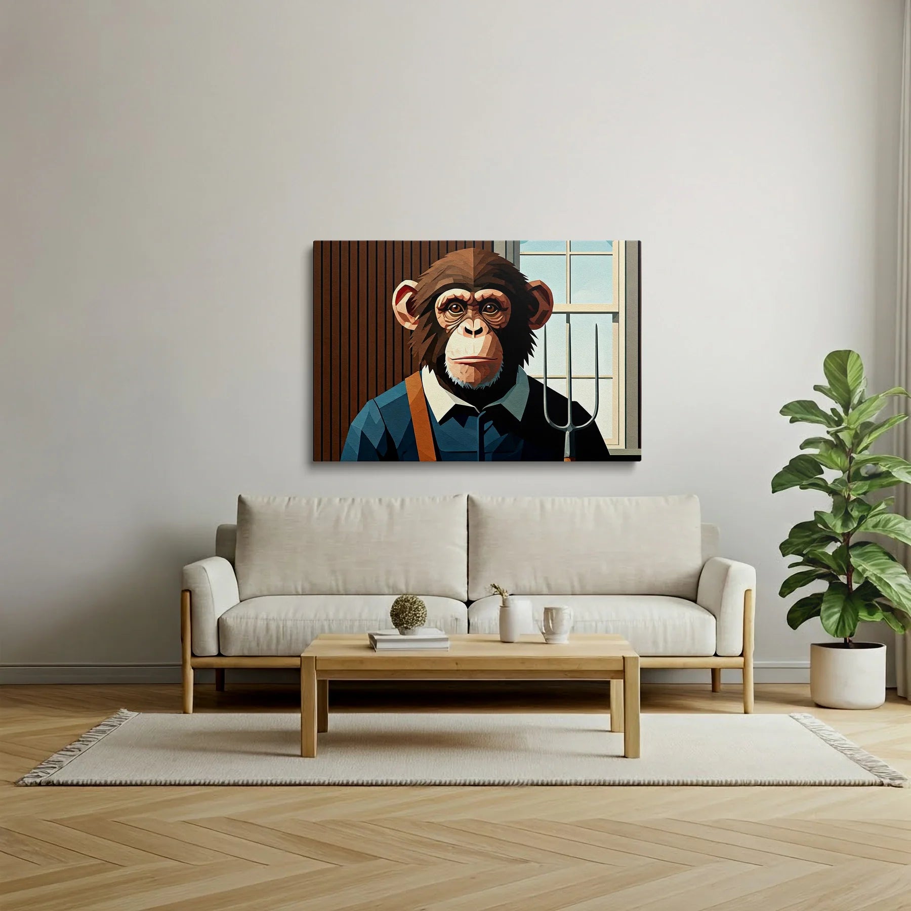 Tablou Modern - Portret Geometric Al Maimuței 9 - vedere living